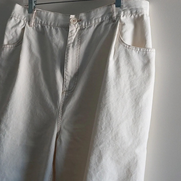 Cotton Canvas Utility Parachute Cargo Joggers Ivory Cream Size 14 Baggy - Picture 4 of 7